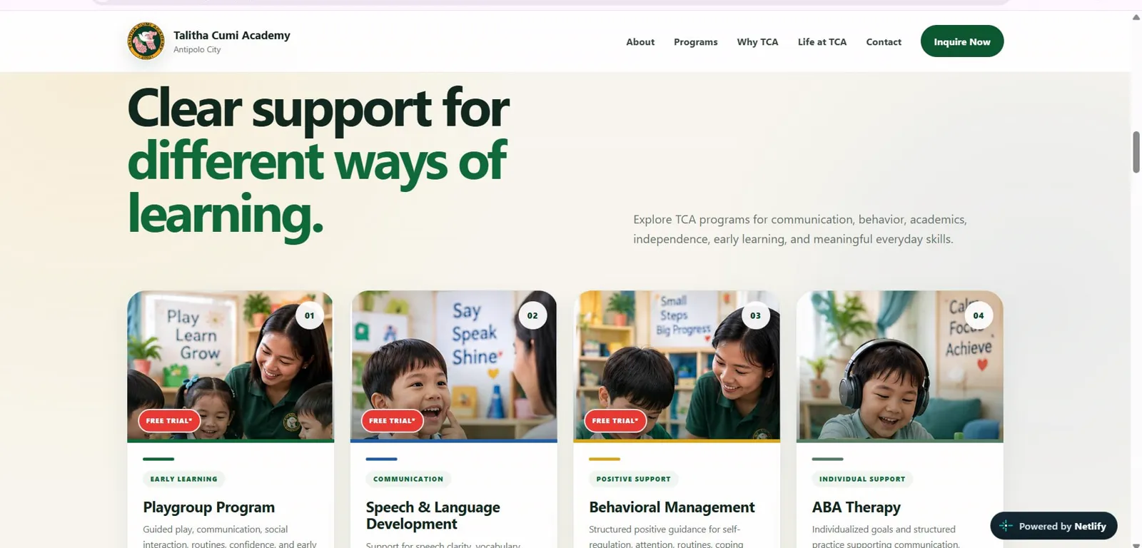 Talitha Cumi Academy website